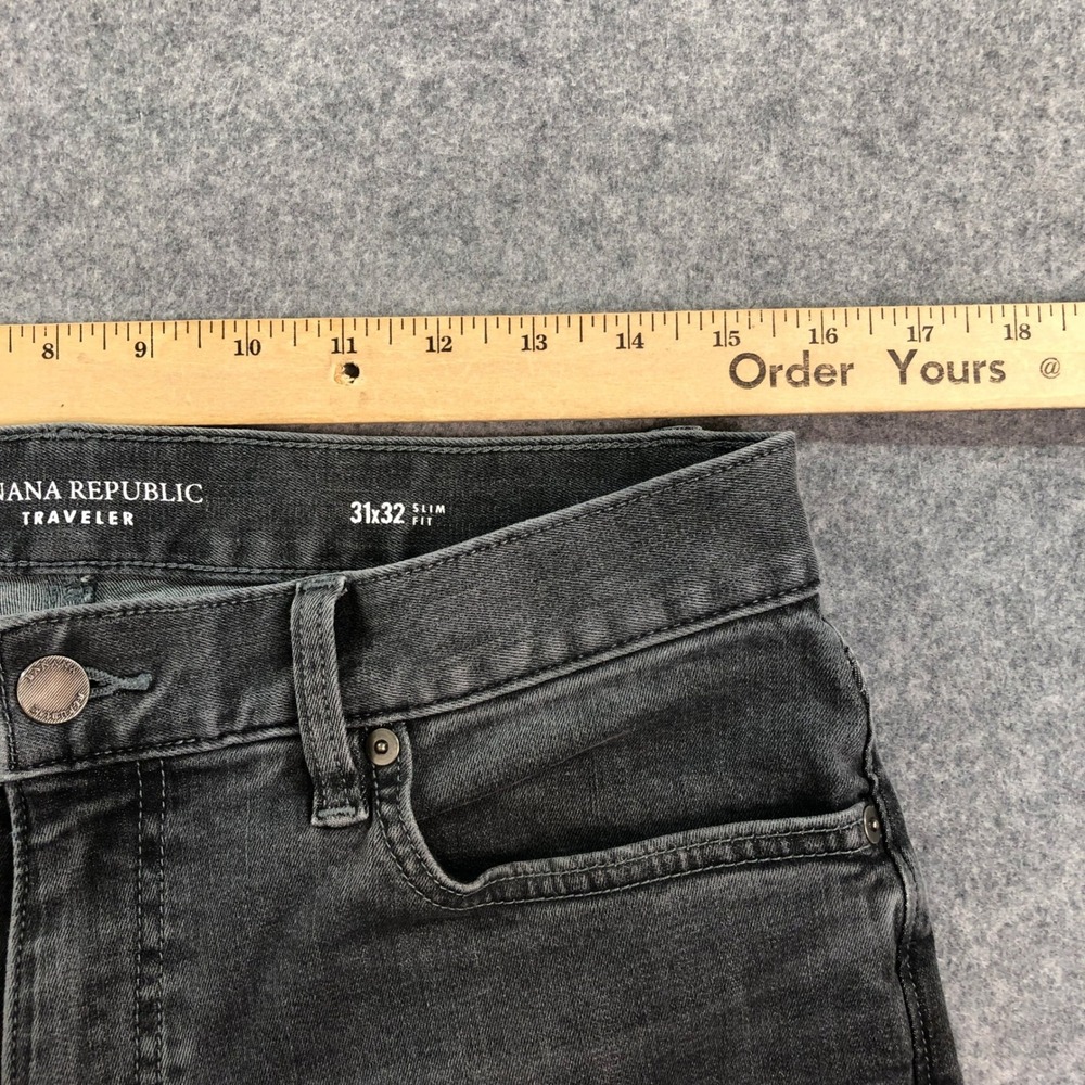 Banana Republic Traveler Mens Jeans 31x32 Gray Slim Fit Stretch Cotton Denim - Picture 8 of 15